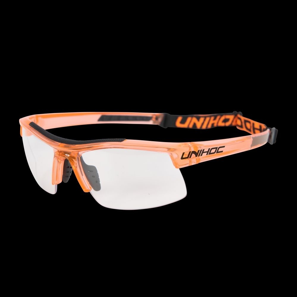 unihoc Sportbrille Energy Kids für Floorball Kristall Orange/Schwarz